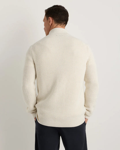 Australian Merino Wool Half Zip Sweater - S / Heather Bone