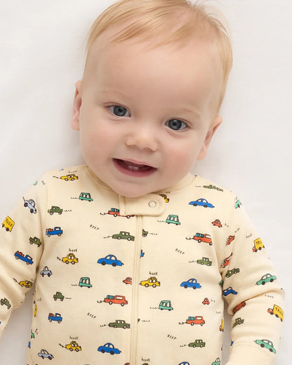 100% Organic Cotton One Piece Pajama - 0-3M / Navy Stripe