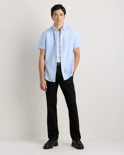 100% Organic Cotton Short Sleeve Oxford Shirt - S / Dark Coal