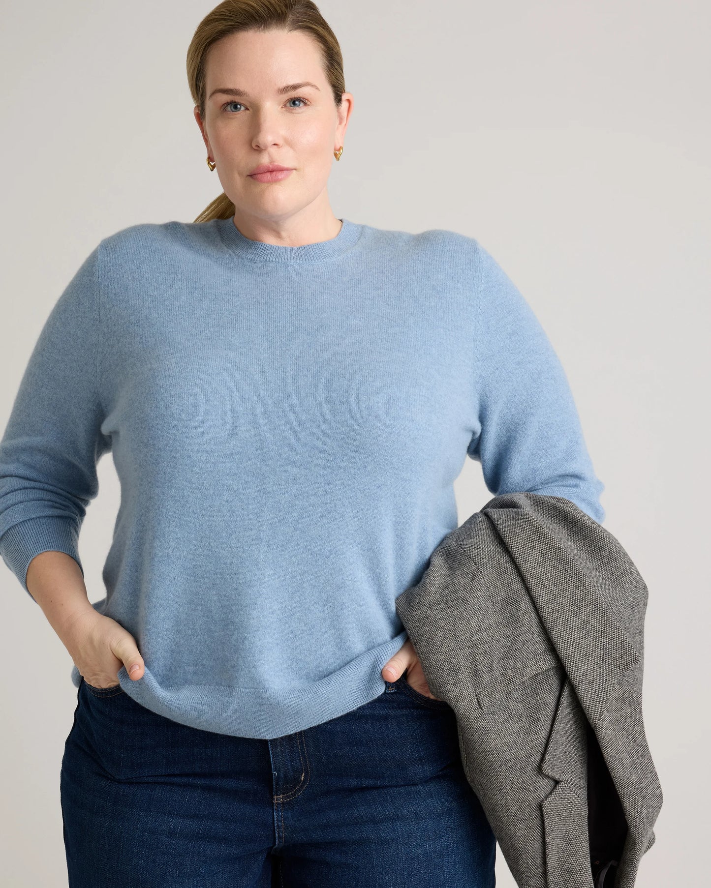 Mongolian Cashmere Crewneck Sweater - 1X / Pale Custard Yellow