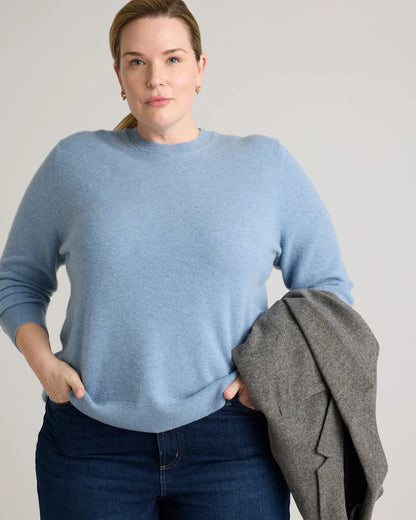 Mongolian Cashmere Crewneck Sweater - 1X / Pale Custard Yellow