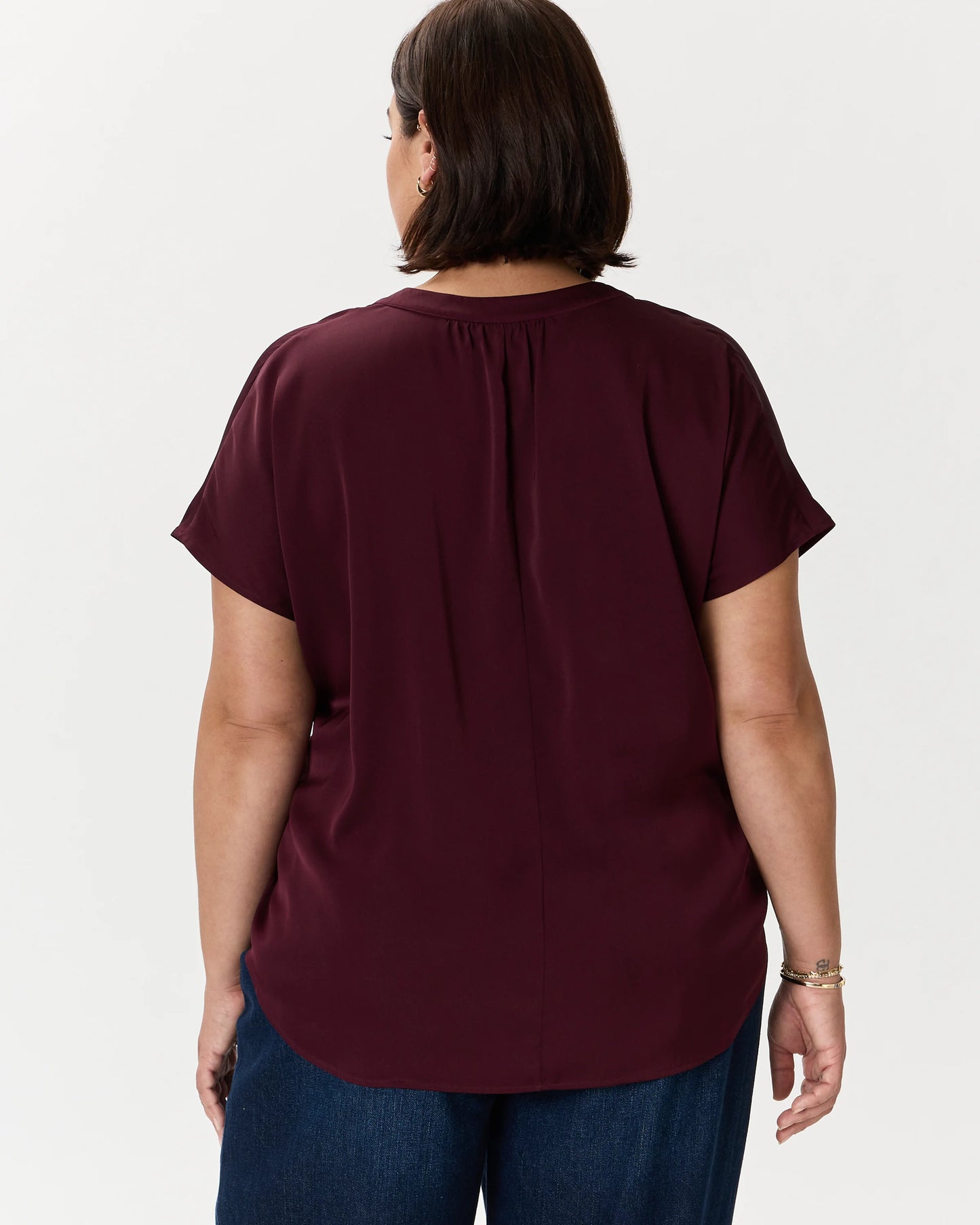Washable Stretch Silk Dolman Sleeve Blouse - 1X / Black