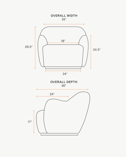 Performance Velvet Curved Arm Swivel Chair - One Size / Java