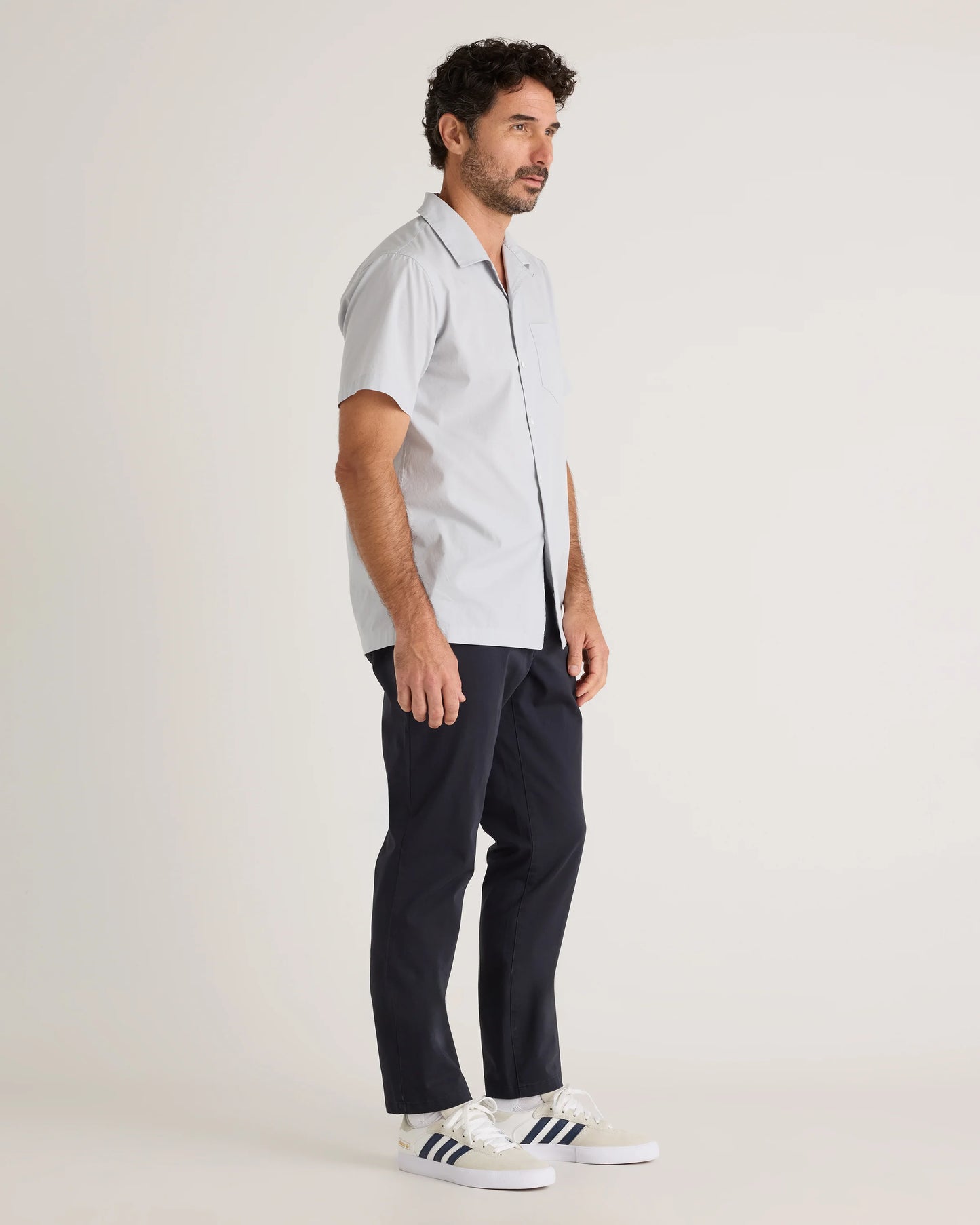 Organic Cotton Stretch Poplin Camp Shirt - S / White
