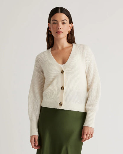 Baby Alpaca-Wool Cropped Cardigan - XS / Ivory