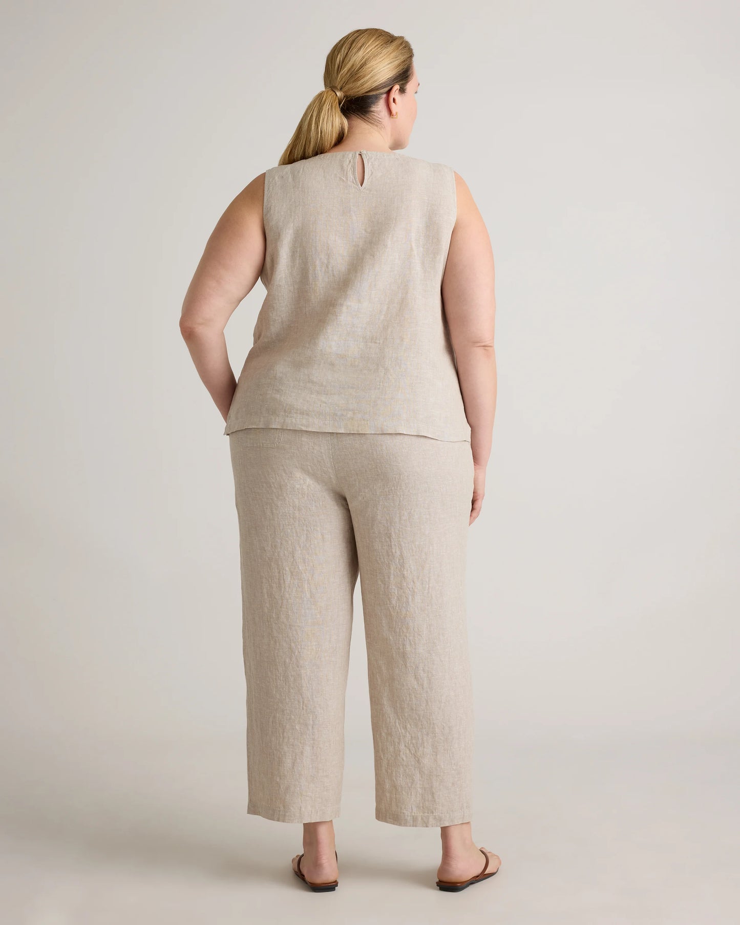 100% European Linen Tank - 1X / White
