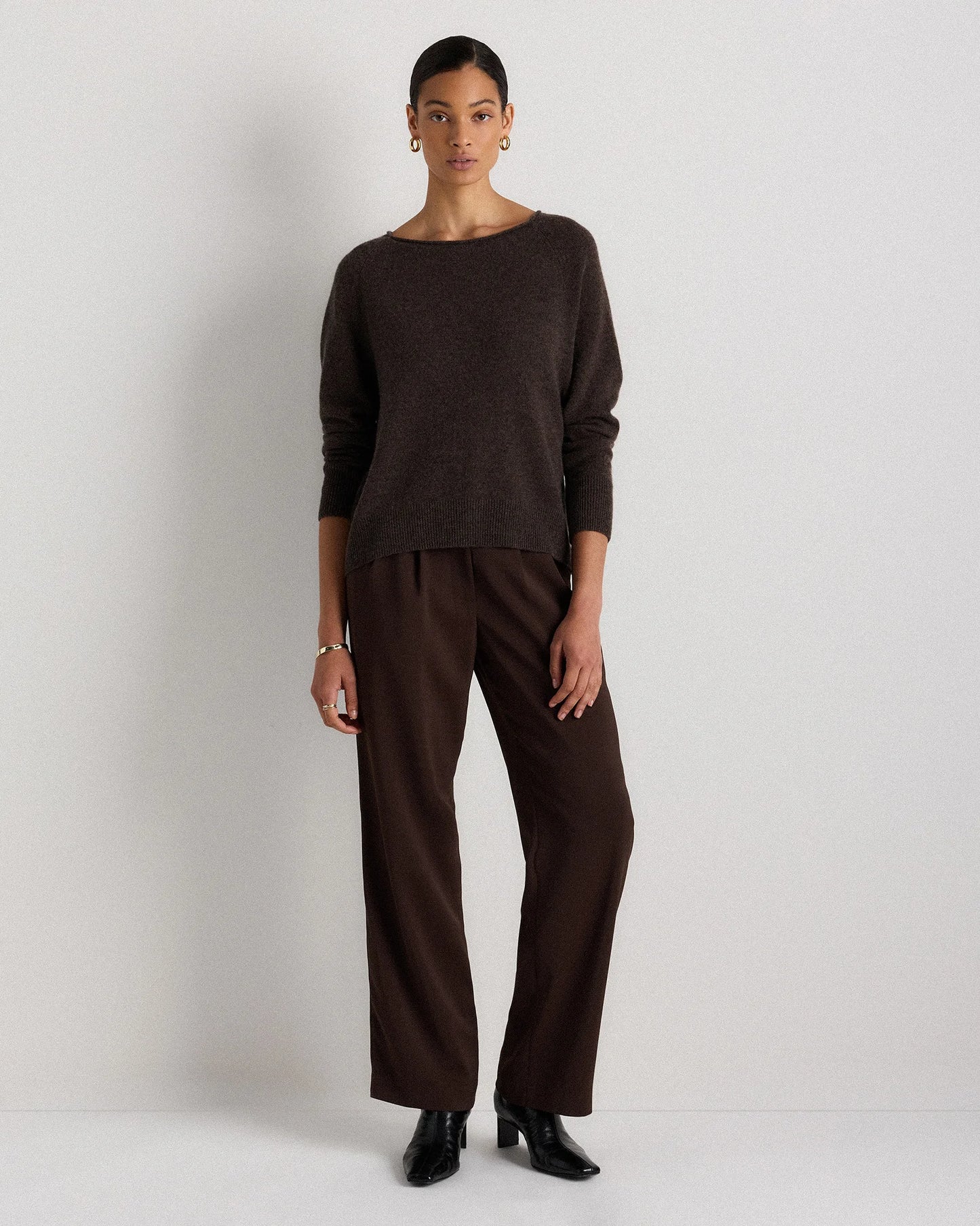 Mongolian Cashmere Boatneck Sweater - XS / Black