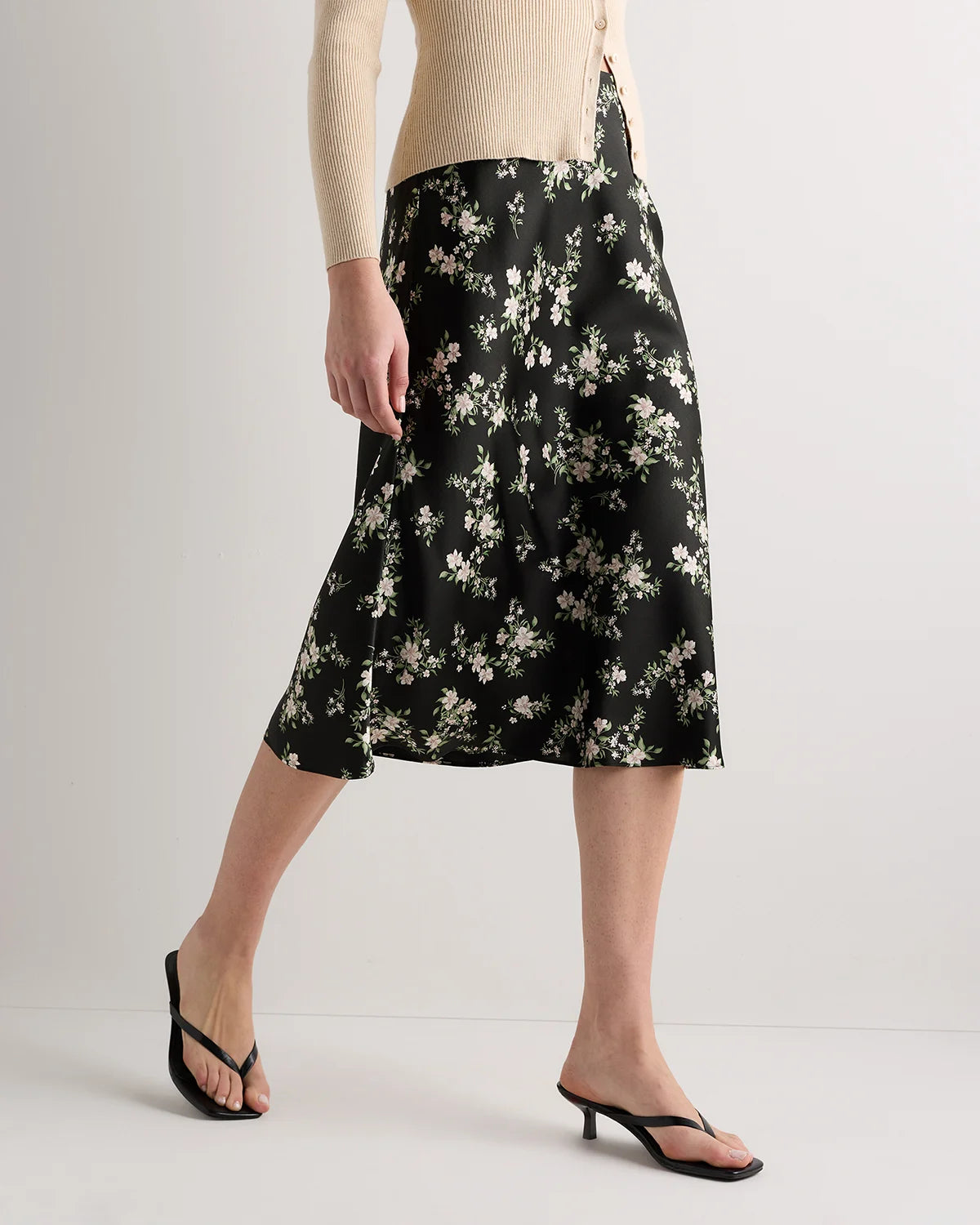 100% Washable Silk Skirt - XS / Champagne