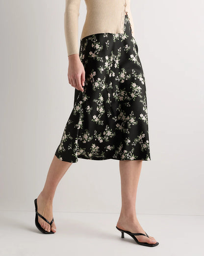 100% Washable Silk Skirt - XS / Champagne