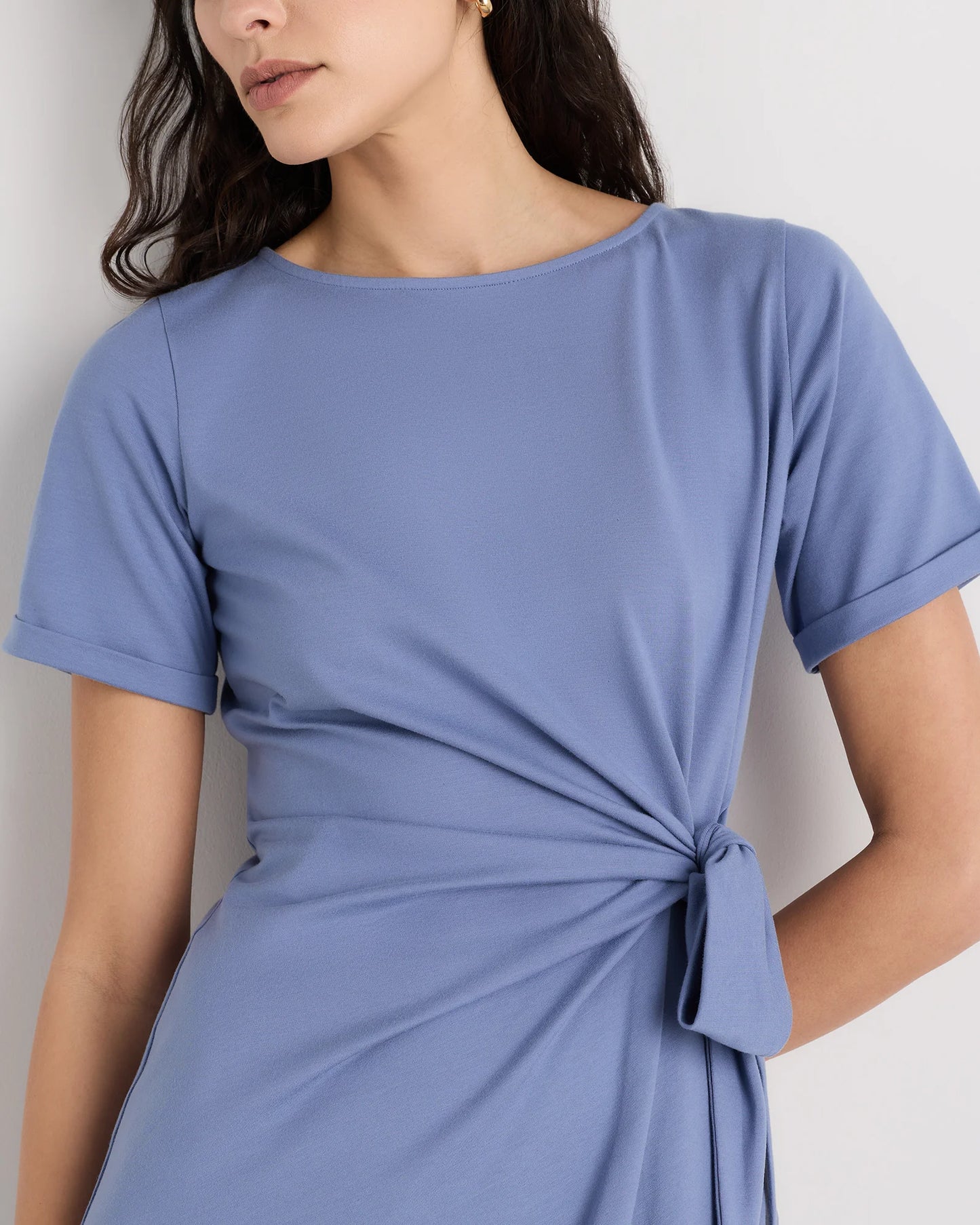 Stretch Cotton Jersey Side Tie Midi Dress - XS / Spiced Orange