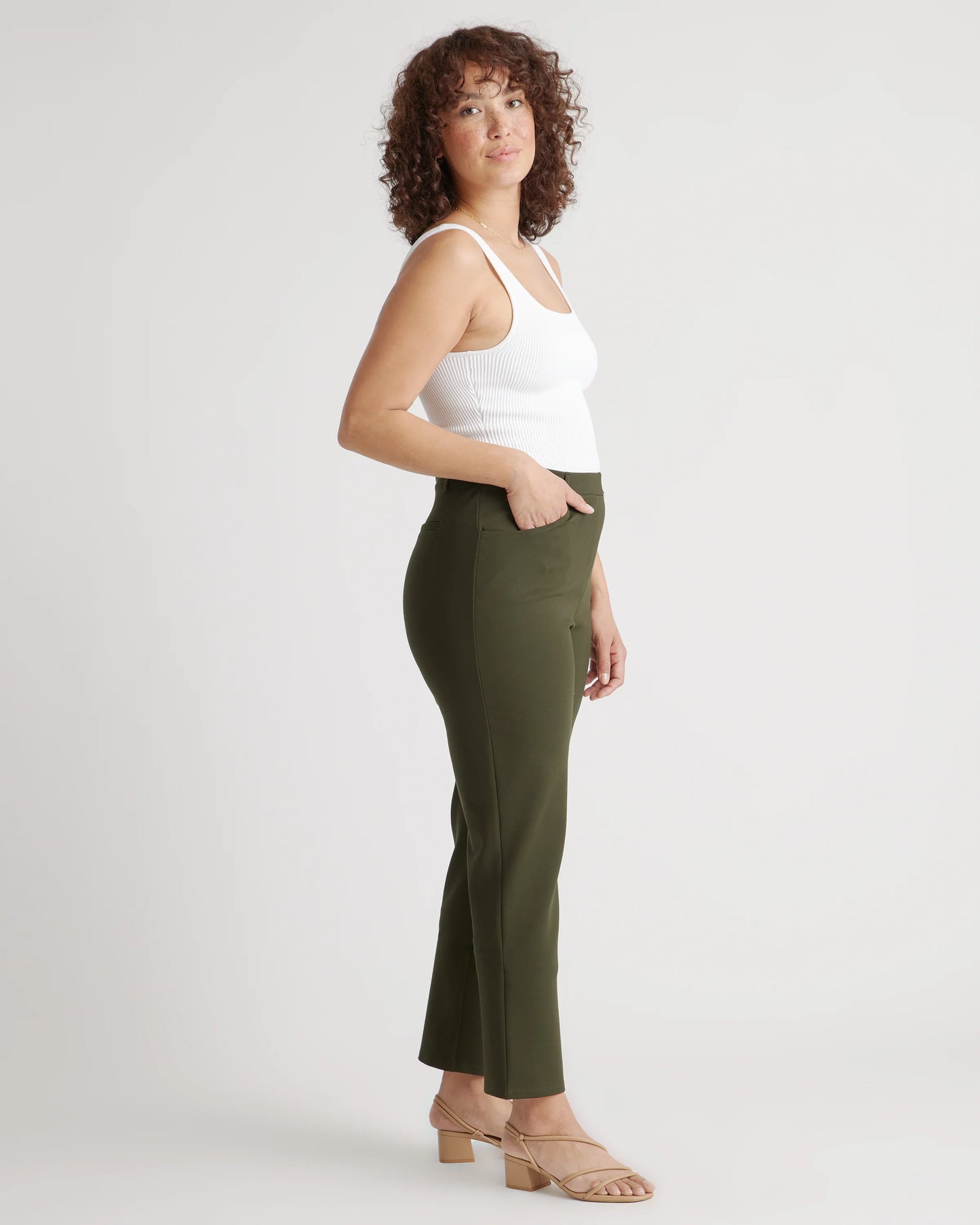 Ultra-Stretch Ponte Straight Leg 4-Pocket Pants - XS / Olive