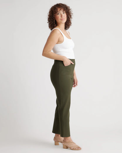 Ultra-Stretch Ponte Straight Leg 4-Pocket Pants - XS / Olive