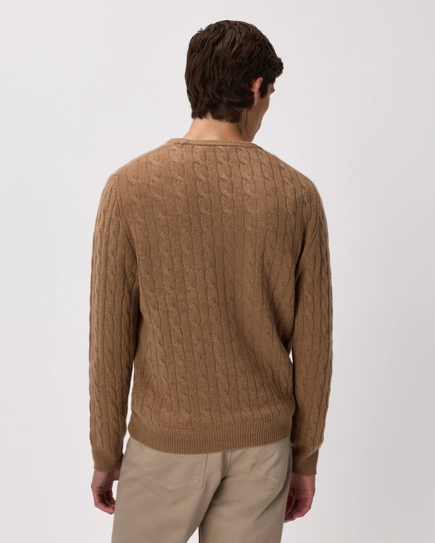 Mongolian Cashmere Classic Cable Crewneck Sweater - S / Teak