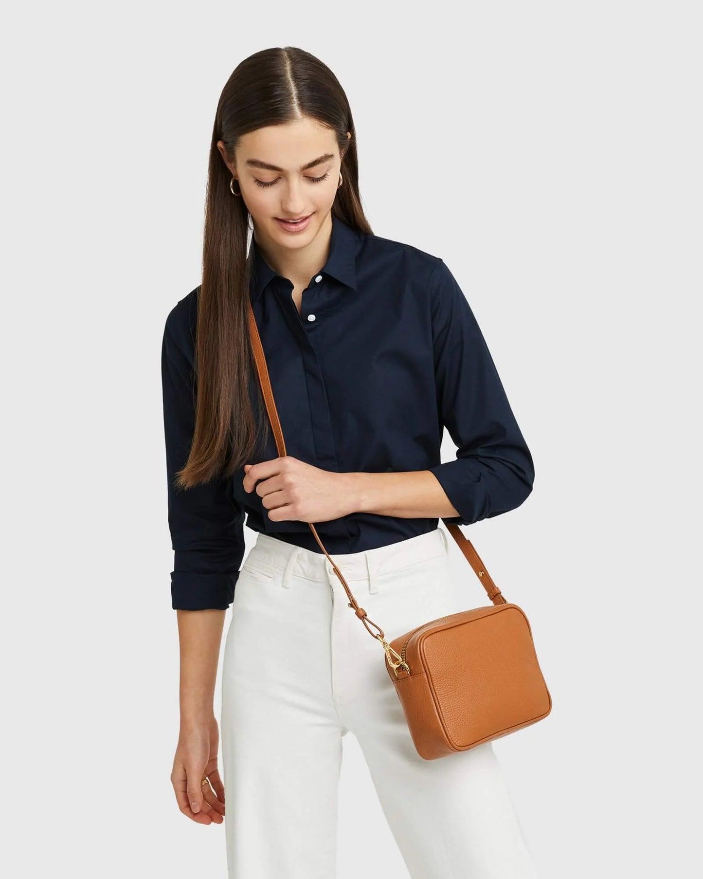 Italian Leather Crossbody Bag - One Size / Black Croco
