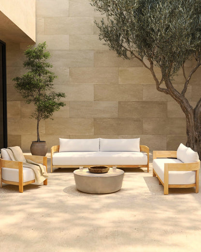 Curved Solid Teak Outdoor Lounge Chair - One Size / Natural Teak