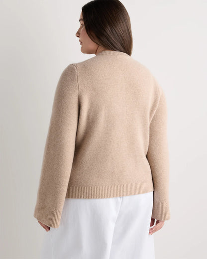 Mongolian Cashmere Structured Cardigan - 1X / Oatmeal