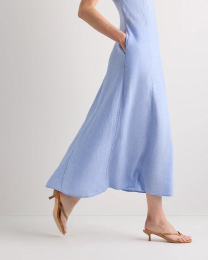 100% European Linen Strapless Maxi Dress - XS / Brick Red Heirloom Floral