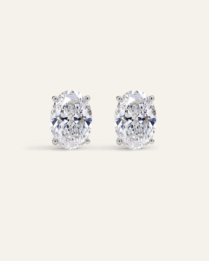14K Gold Lab Grown Diamond Statement Oval Studs - 8ctw - One Size / Yellow Gold