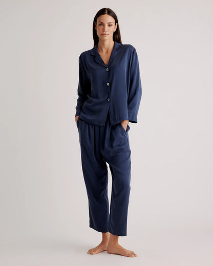 100% Washable Silk Pajama Long Sleeve Top - XS / Black