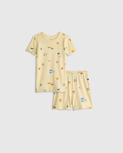 100% Organic Cotton Short Sleeve and Shorts Pajama Set - 2T / Navy Stripe