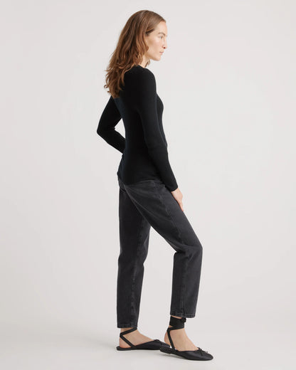 Featherweight Cashmere Ribbed Crewneck Sweater - XS / Charcoal