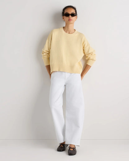 100% Organic Cotton Boyfriend Crew Sweater - XS / Buerre Yellow
