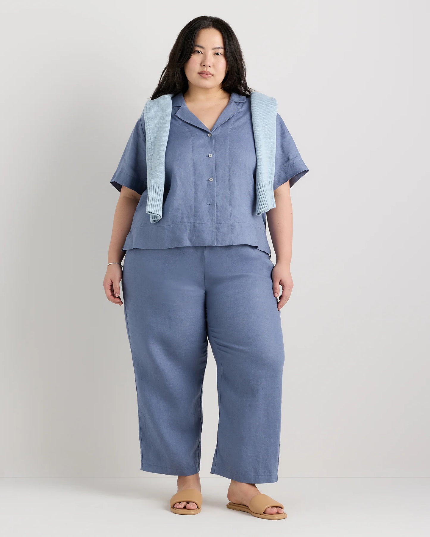 100% European Linen Pants - 1X / Bayberry Olive
