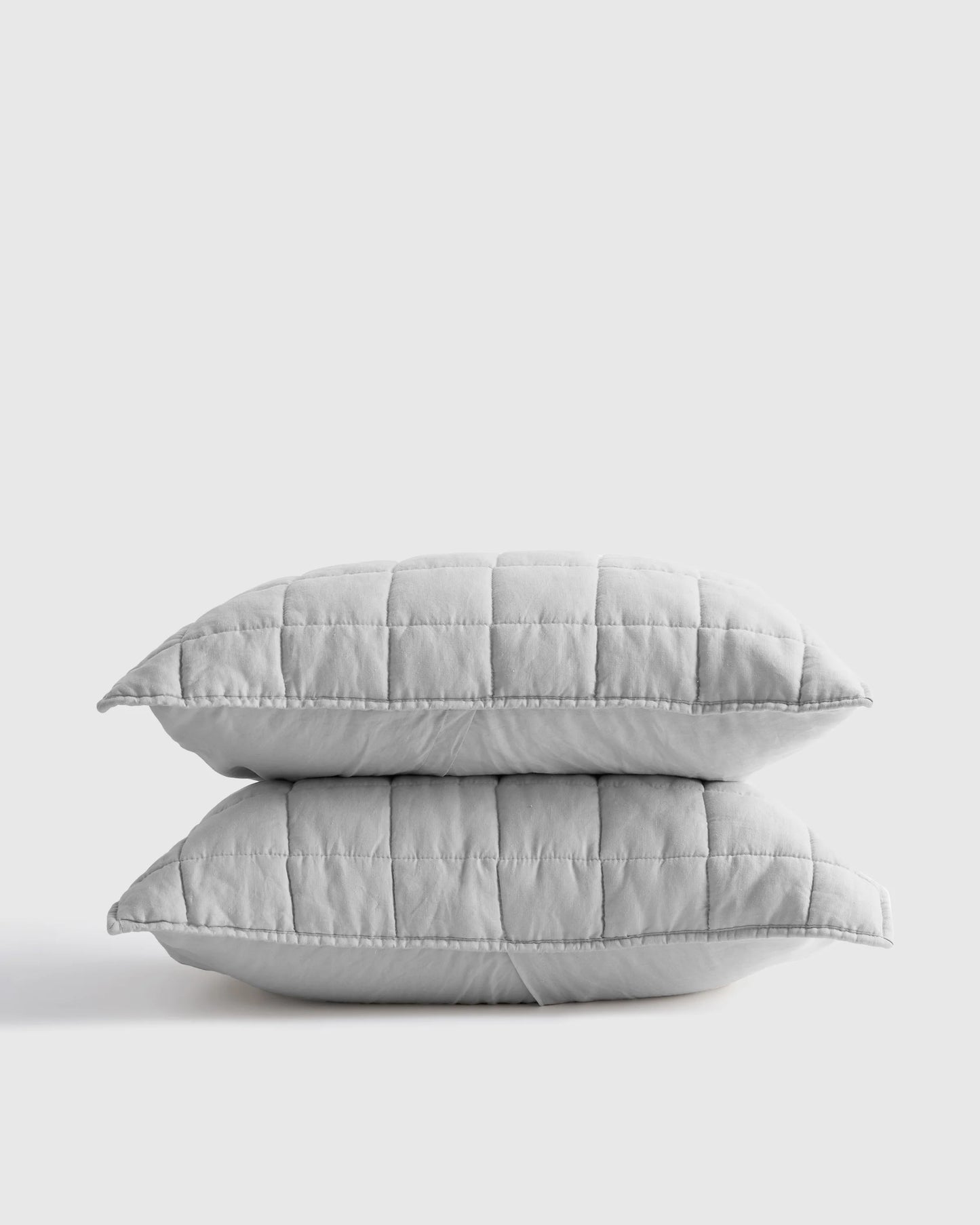 European Linen Box Quilted Sham Set - Standard / White