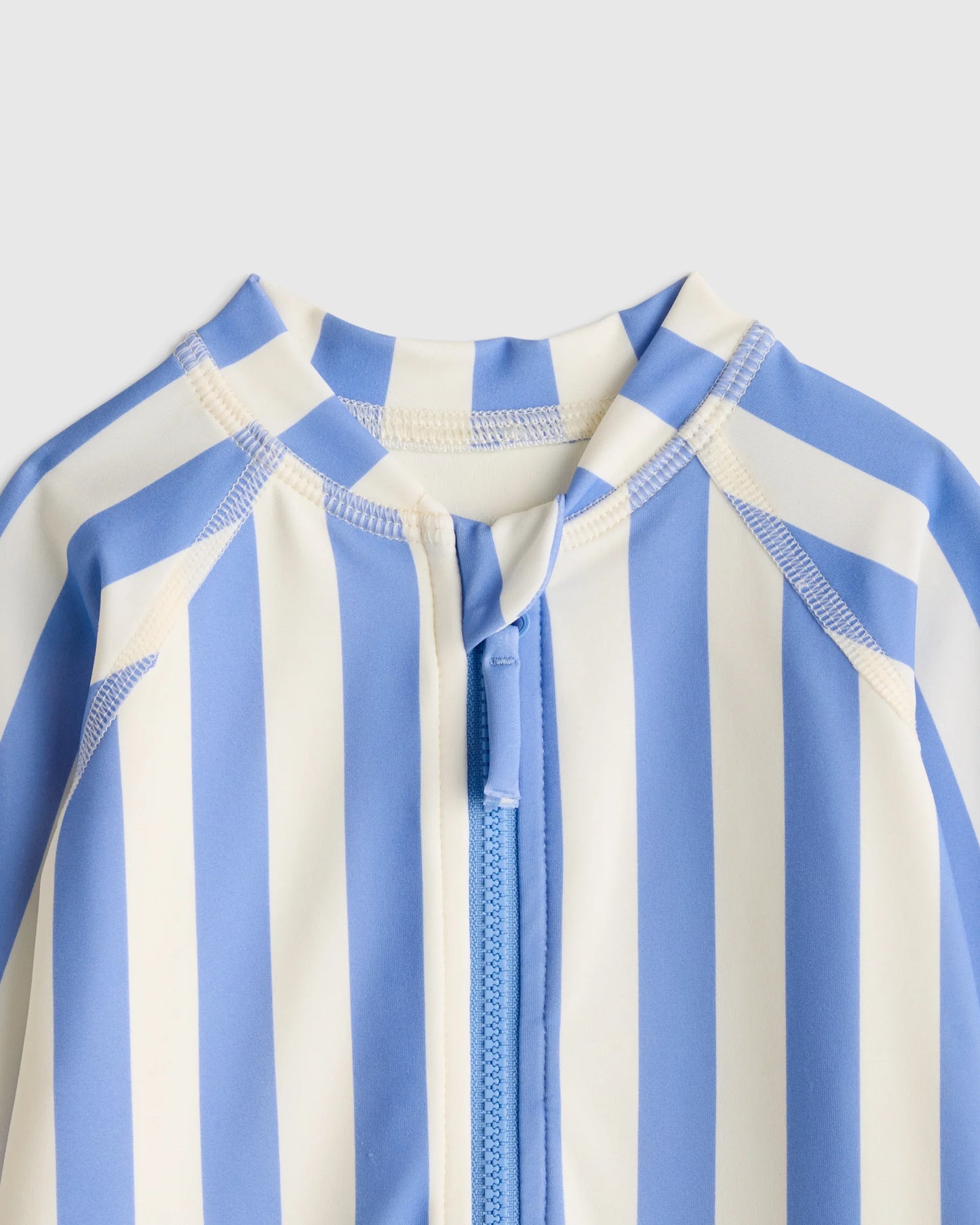 Long Sleeve Zip-Up Rash Guard One-Piece - 0-3M / Peri Beach Stripe