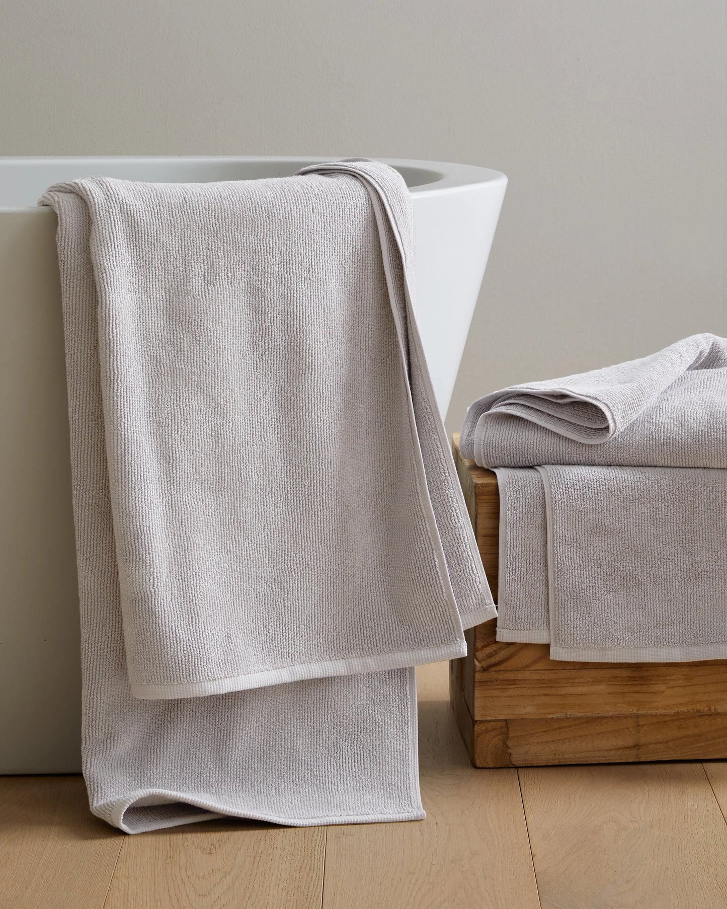 Turkish Ribbed Quick Dry Bath Towel (Set of 2) - One Size / Mineral