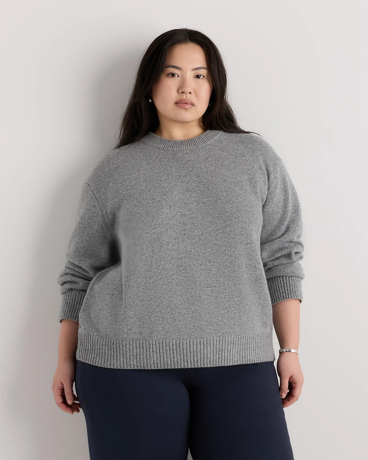 Mongolian Cashmere Oversized Crewneck Sweater - 1X / Oatmeal