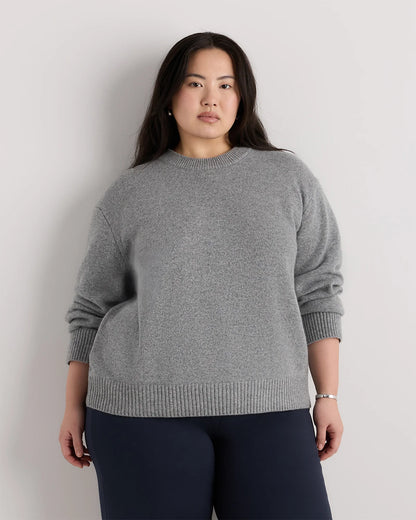 Mongolian Cashmere Oversized Crewneck Sweater - 1X / Oatmeal