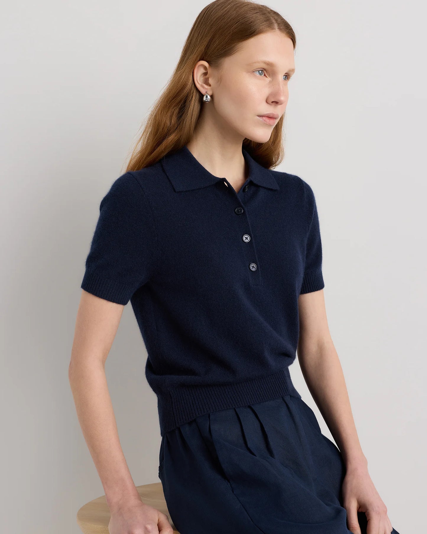 Mongolian Cashmere Short Sleeve Polo - XS / Oatmeal