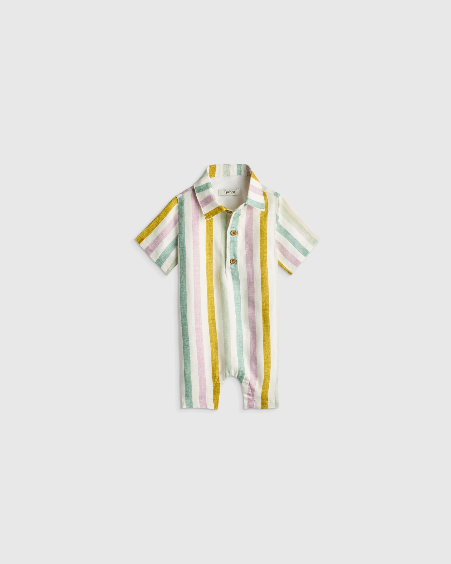 100% Linen Button Front Romper - 0-3M / Picnic Gingham