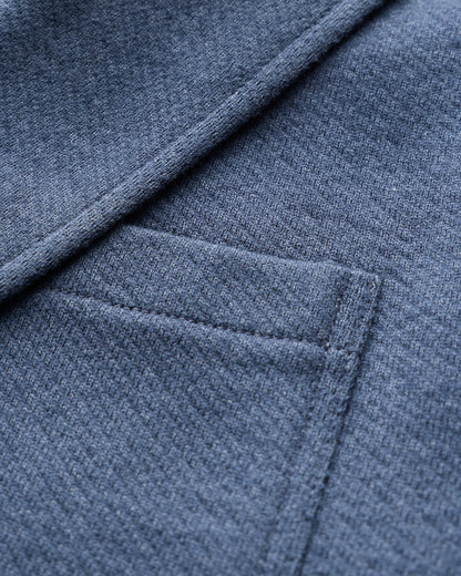 Organic Cotton Terry Knit Blazer - S / Heather Navy