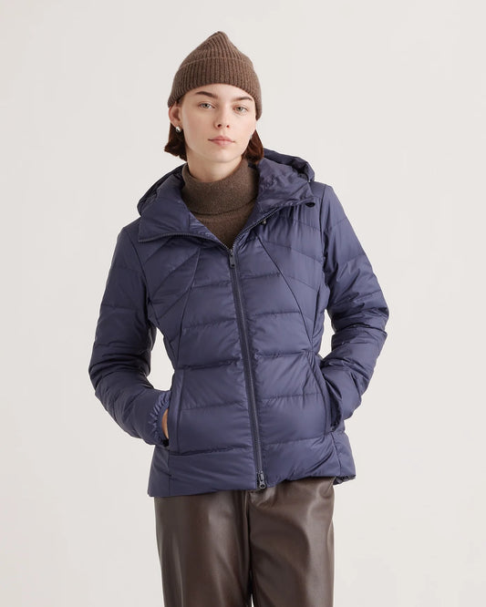 Lightweight Down Packable Puffer Hooded Jacket - XS / Navy