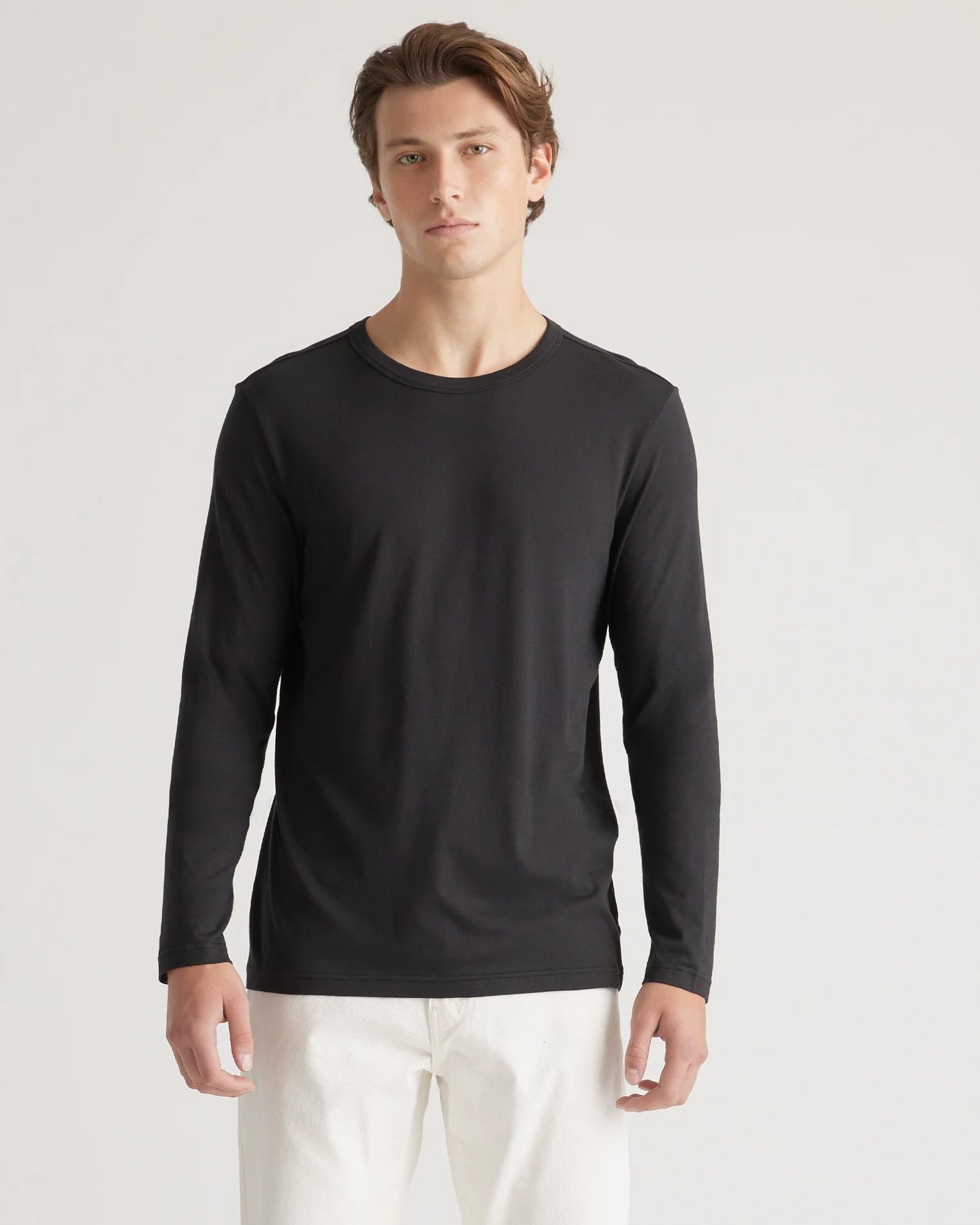 Cotton Modal Long Sleeve Tee - S / Heather Grey