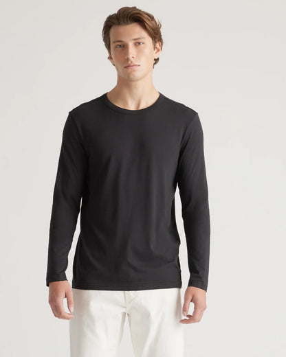 Cotton Modal Long Sleeve Tee - S / Heather Grey