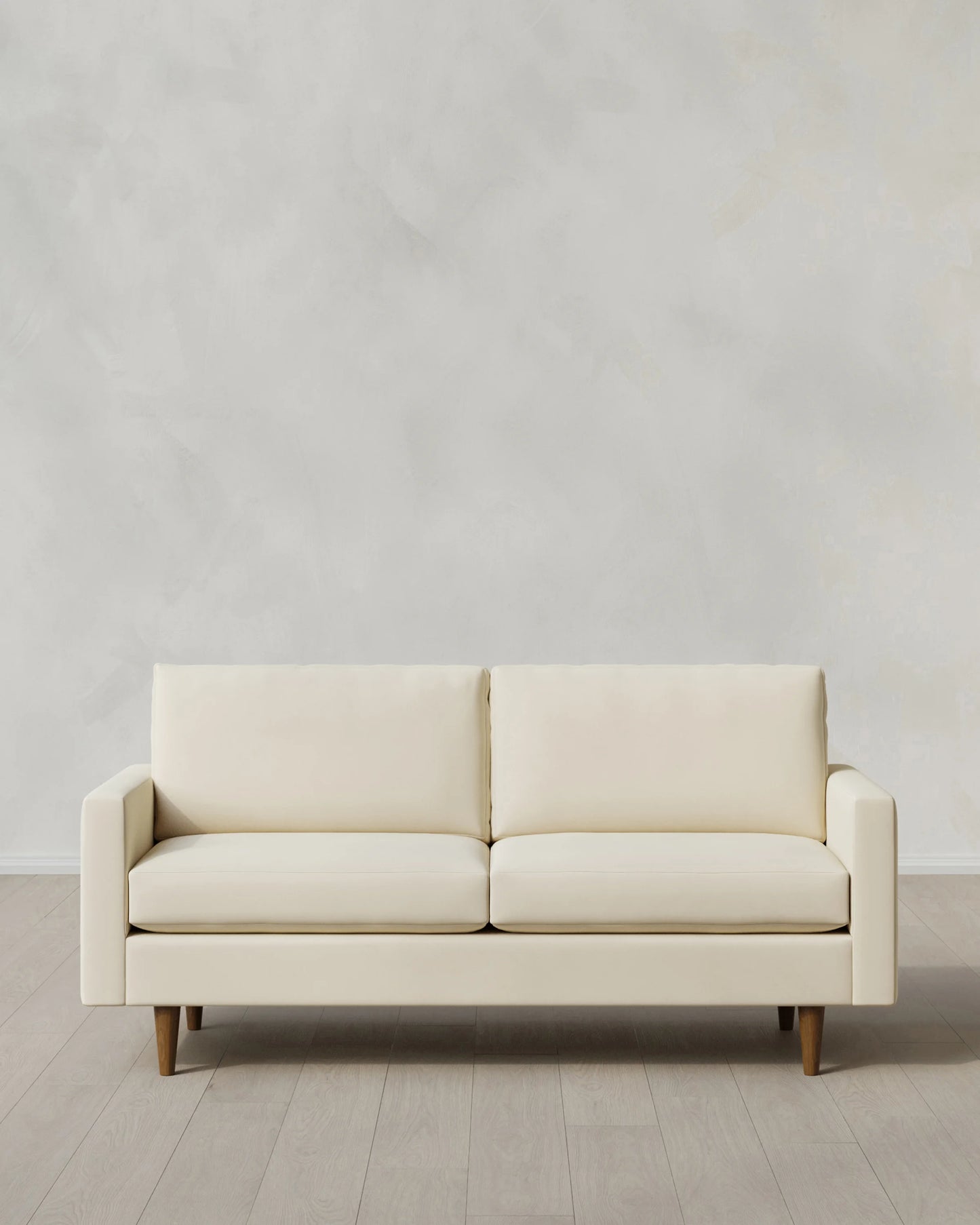 Atlas Midcentury Sofa in Performance Velvet - 6ft / Ivory