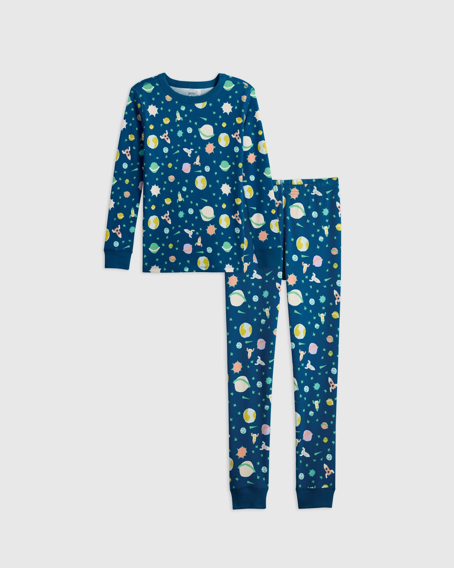 100% Organic Cotton Long Sleeve and Pant Pajama Set - 2T / Navy Stripe