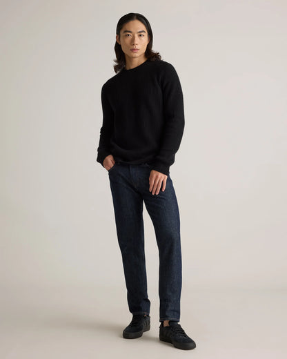 Mongolian Cashmere Fisherman Crewneck Sweater - S / Navy Marl
