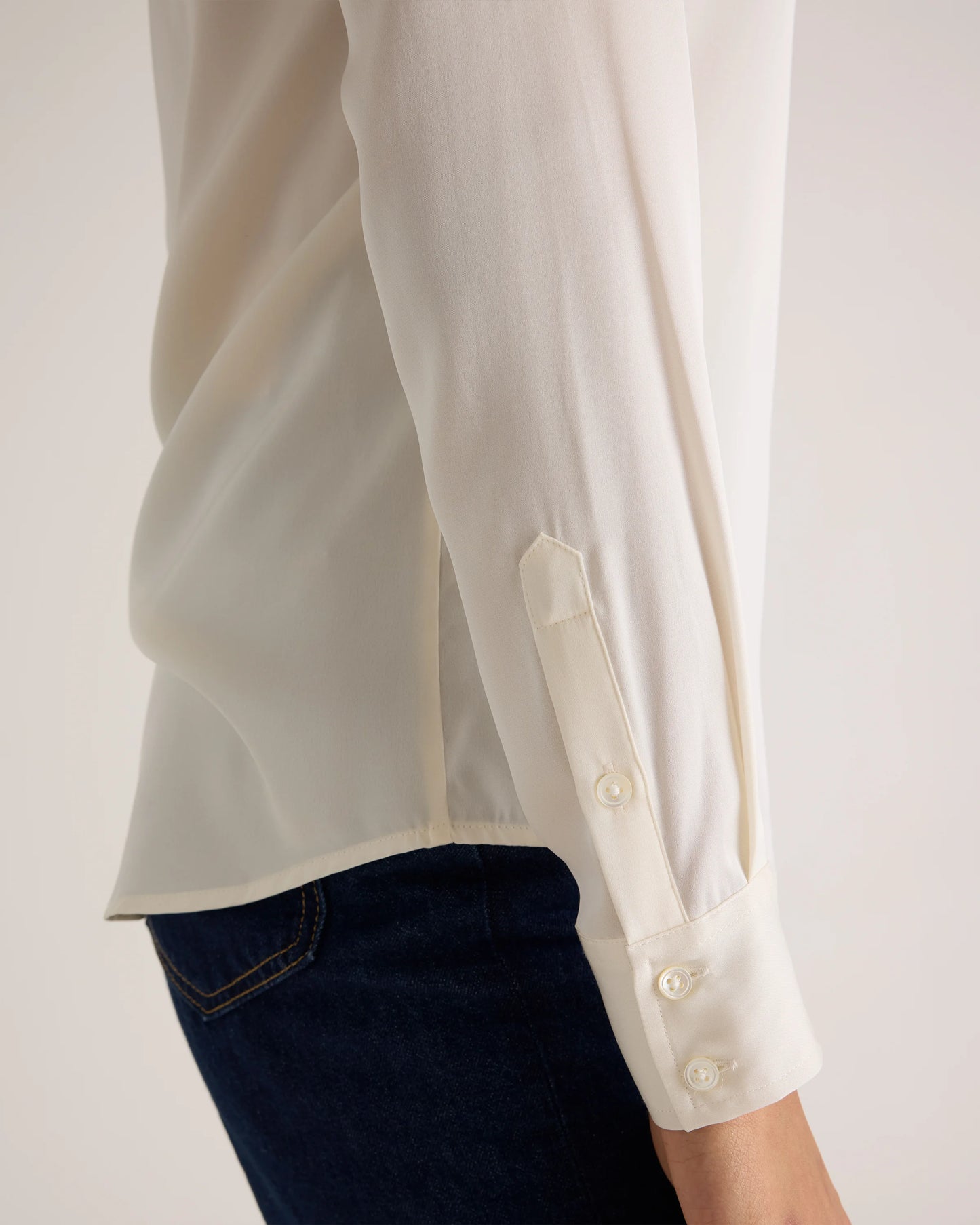Washable Stretch Silk Notch Collar Blouse - XS / Moonstone Blue