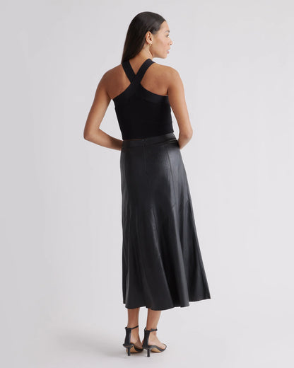Cropped Halter Ribbed Knit Tank - XS / Black