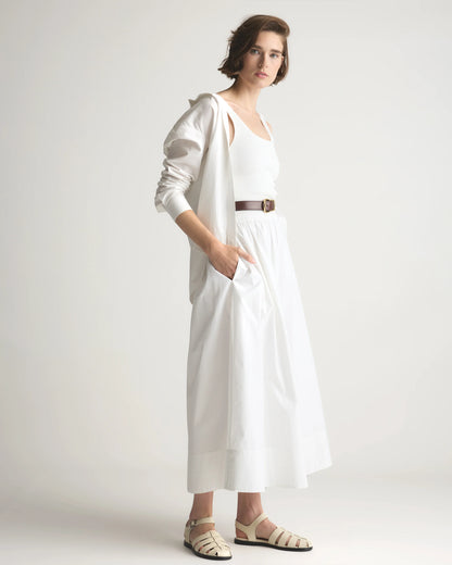 100% Organic Cotton Poplin A-line Maxi Skirt - XS / Classic White