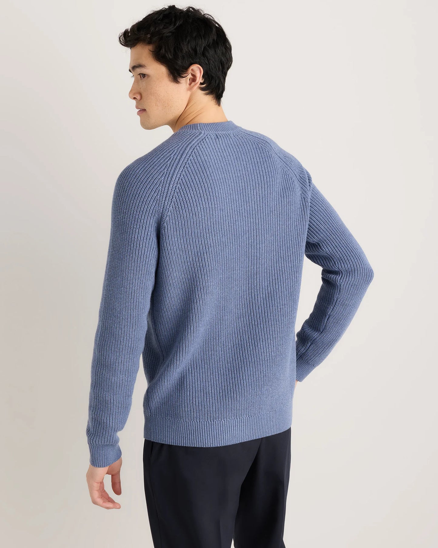 100% Organic Cotton Ribbed Crewneck Sweater - XS / Bahia Blue
