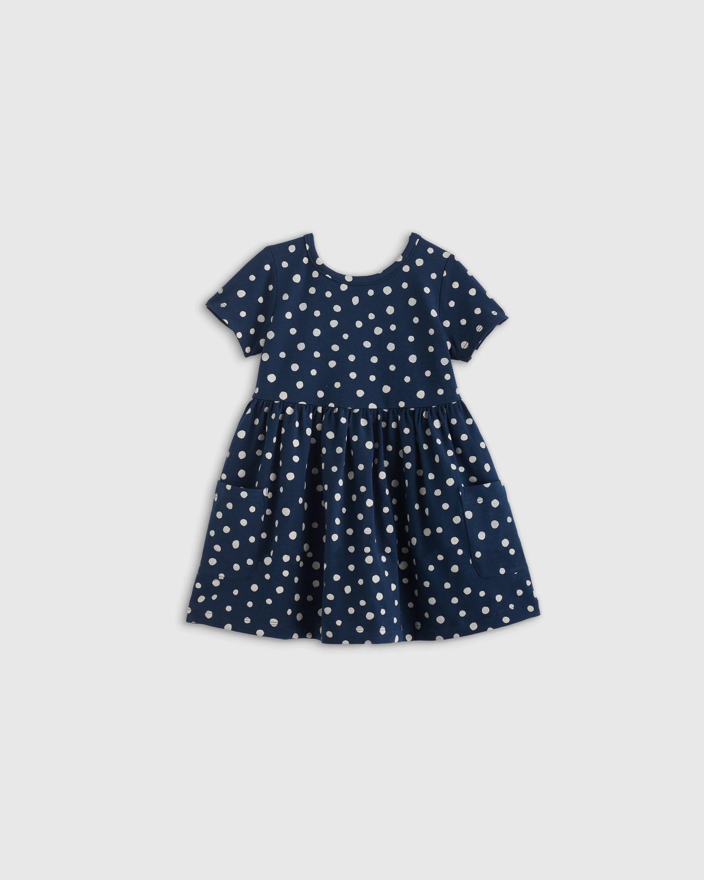 Organic Cotton Fit and Flare Pocket Dress - 12-18M / Cloud Rainbow Stripe