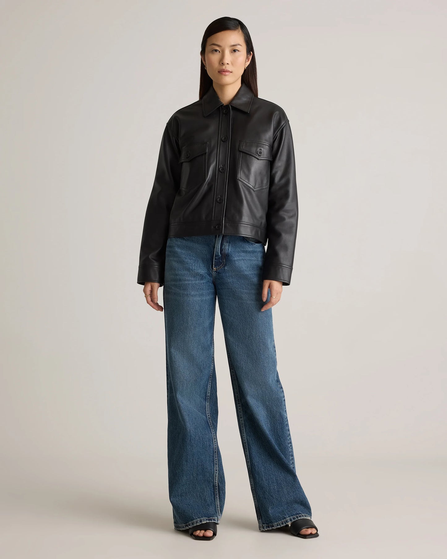 100% Leather Cropped Jacket - XS / Rich Brown