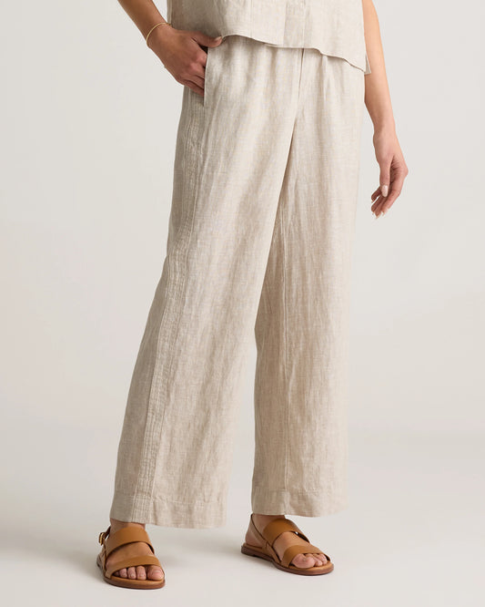100% European Linen Wide Leg Pants - XS / Flax