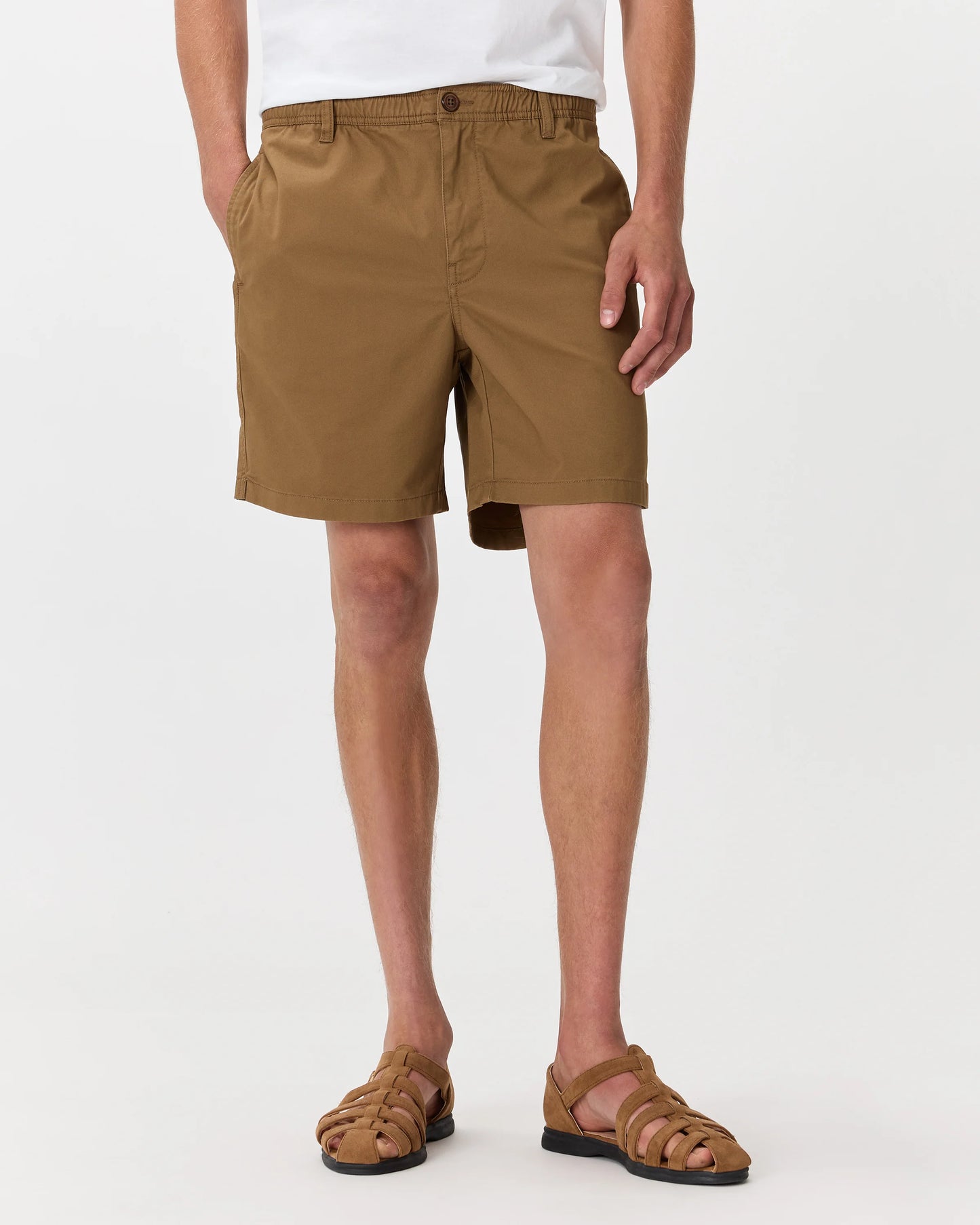Organic Stretch Cotton Pull On Chino Shorts - 7" - XS / Sand Dune