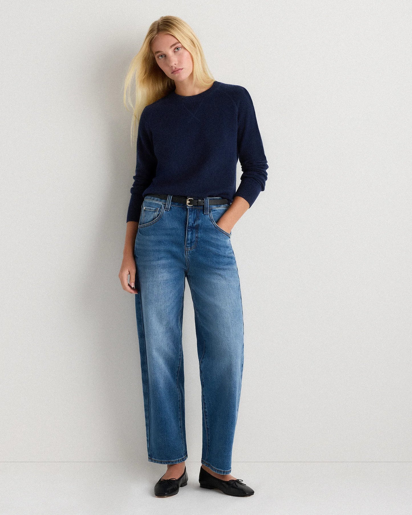 Mongolian Shrunken Cashmere Sweatshirt - XS / True Navy